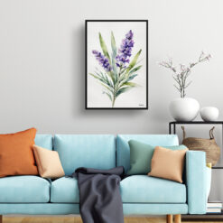 Lavender Minimalist Watercolour Botanical Art Print - English Framed Plant Wall Art 7 watercolour botanical print flowers lavender minimalist living room