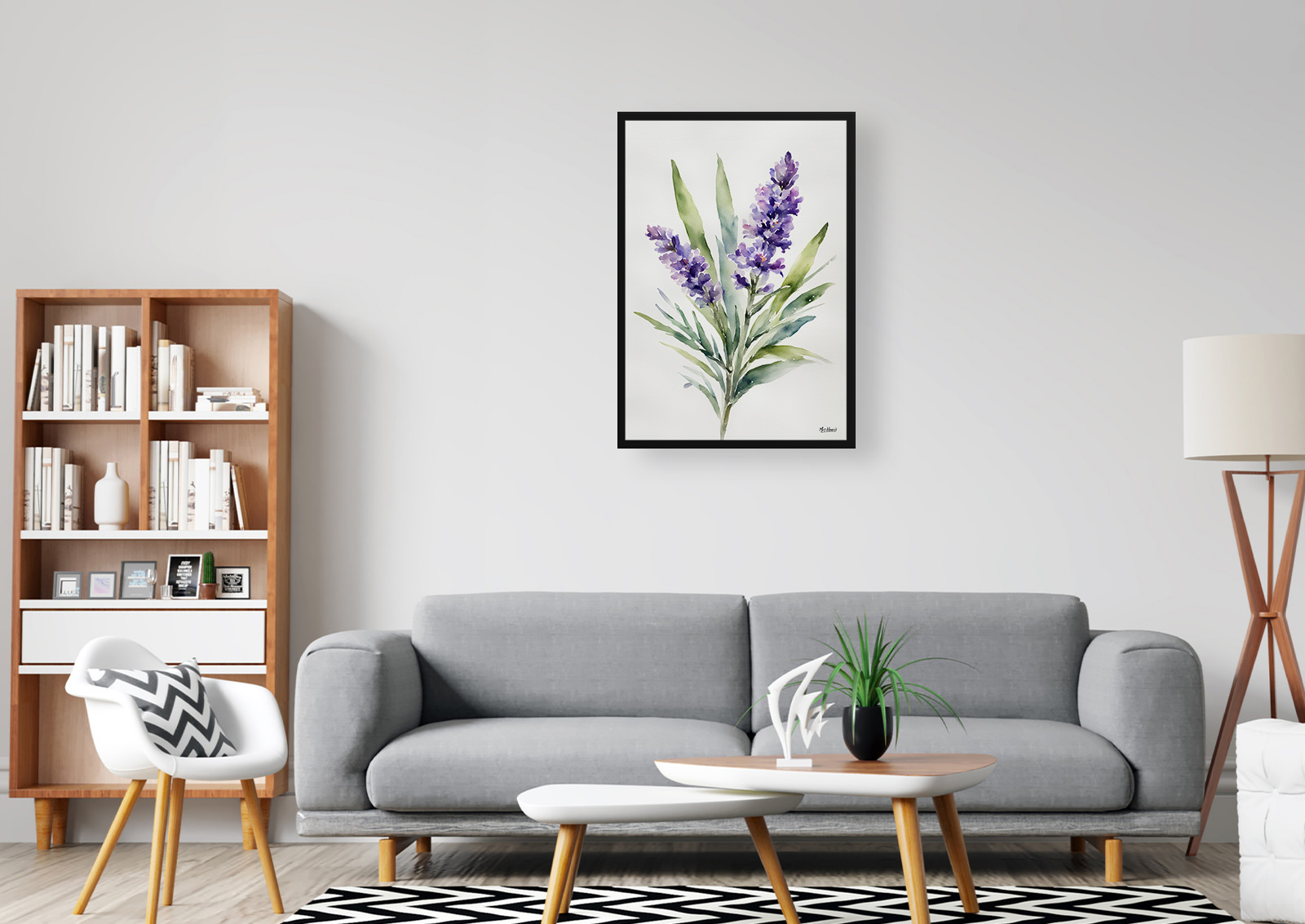 Lavender Minimalist Watercolour Botanical Art Print - English Framed Plant Wall Art 5 Lavender Minimalist Watercolour Botanical Art Print - English Framed Plant Wall Art - Image 3
