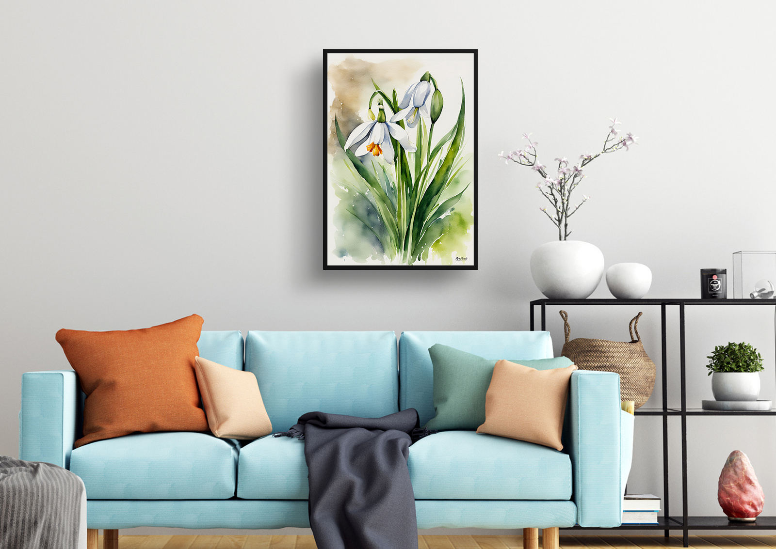 Leucojum Aestivum Gravetye Watercolour Botanical Art Print - Giant Snowflake Framed Plant Wall Art 4 Leucojum Aestivum Gravetye Watercolour Botanical Art Print - Giant Snowflake Framed Plant Wall Art - Image 2