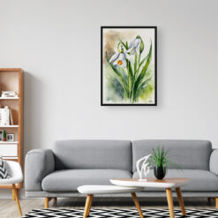 Leucojum Aestivum Gravetye Watercolour Botanical Art Print - Giant Snowflake Framed Plant Wall Art 8 watercolour botanical print flowers leucojum aestivum gravetye giant office