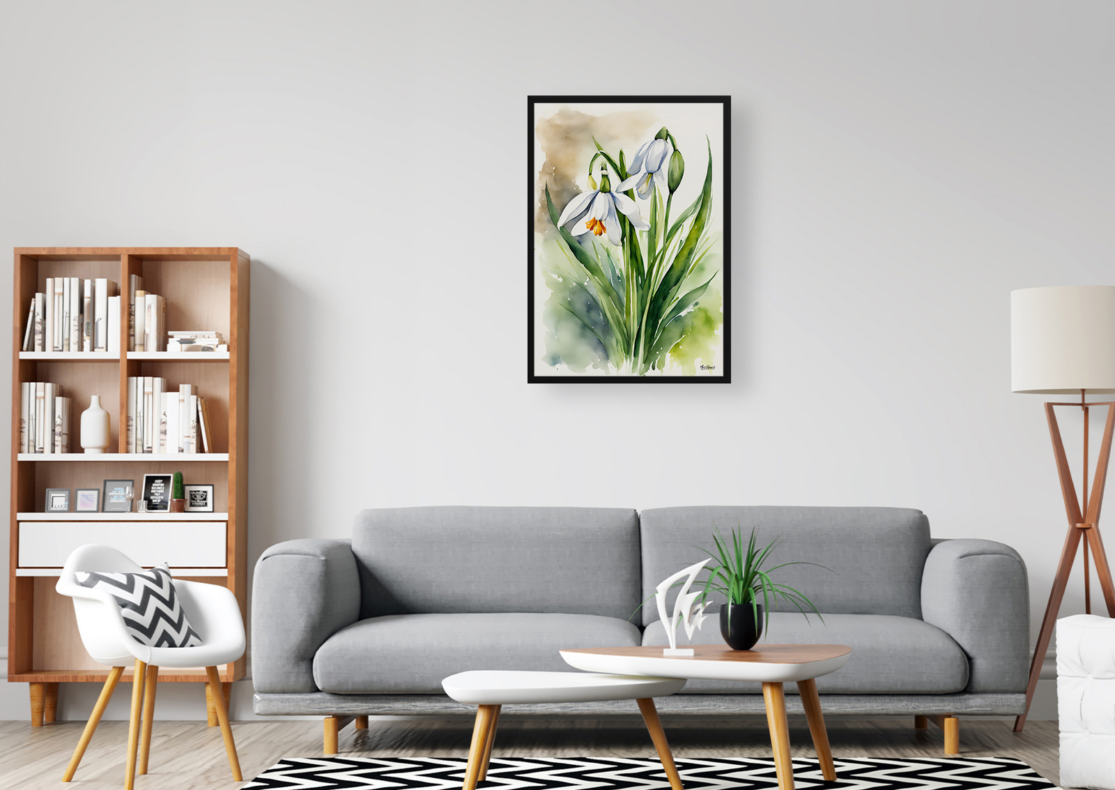 Leucojum Aestivum Gravetye Watercolour Botanical Art Print - Giant Snowflake Framed Plant Wall Art 5 Leucojum Aestivum Gravetye Watercolour Botanical Art Print - Giant Snowflake Framed Plant Wall Art - Image 3