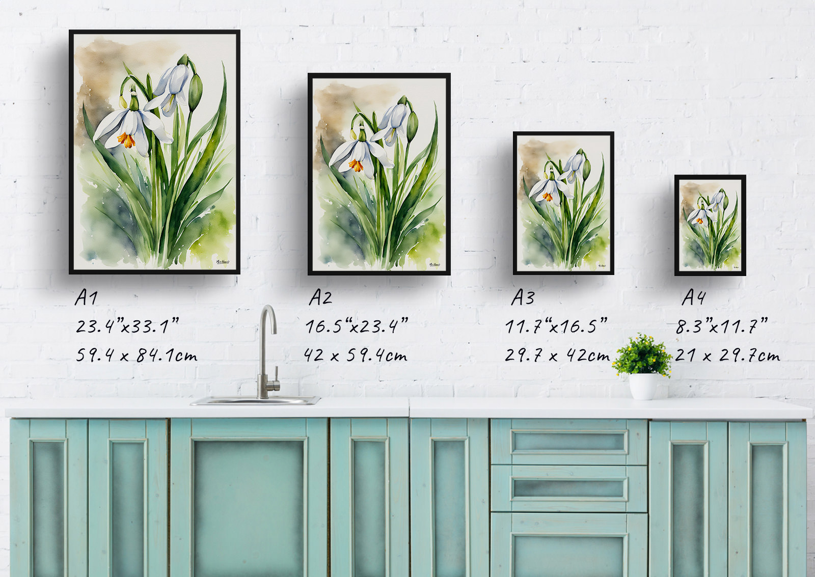 Leucojum Aestivum Gravetye Watercolour Botanical Art Print - Giant Snowflake Framed Plant Wall Art 6 Leucojum Aestivum Gravetye Watercolour Botanical Art Print - Giant Snowflake Framed Plant Wall Art - Image 4