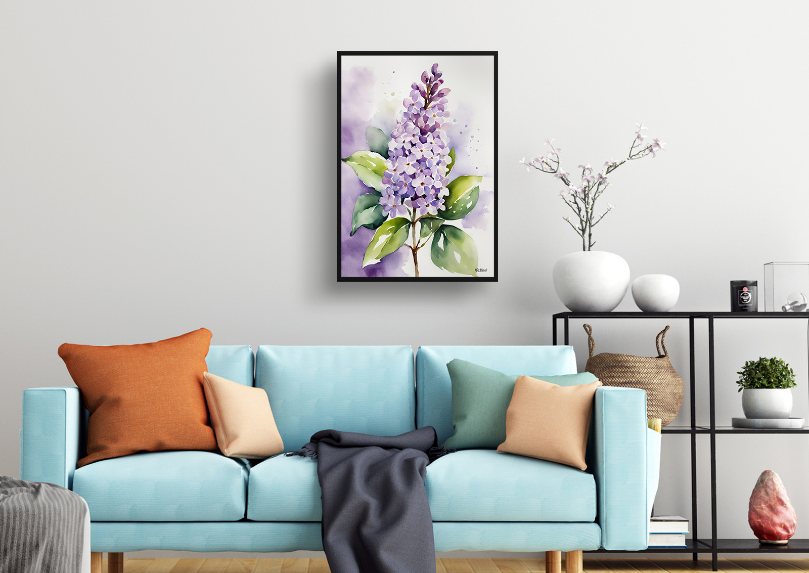 Lilac Watercolour Botanical Art Print - French Framed Plant Wall Art 4 Lilac Watercolour Botanical Art Print - French Framed Plant Wall Art - Image 2