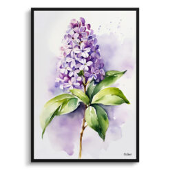 Lilac Minimalist Watercolour Botanical Art Print - French Framed Plant Wall Art