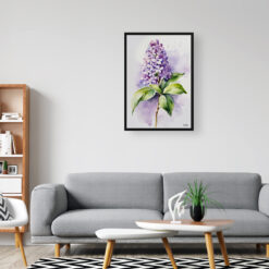 Lilac Minimalist Watercolour Botanical Art Print - French Framed Plant Wall Art 8 watercolour botanical print flowers lilac minimalist office