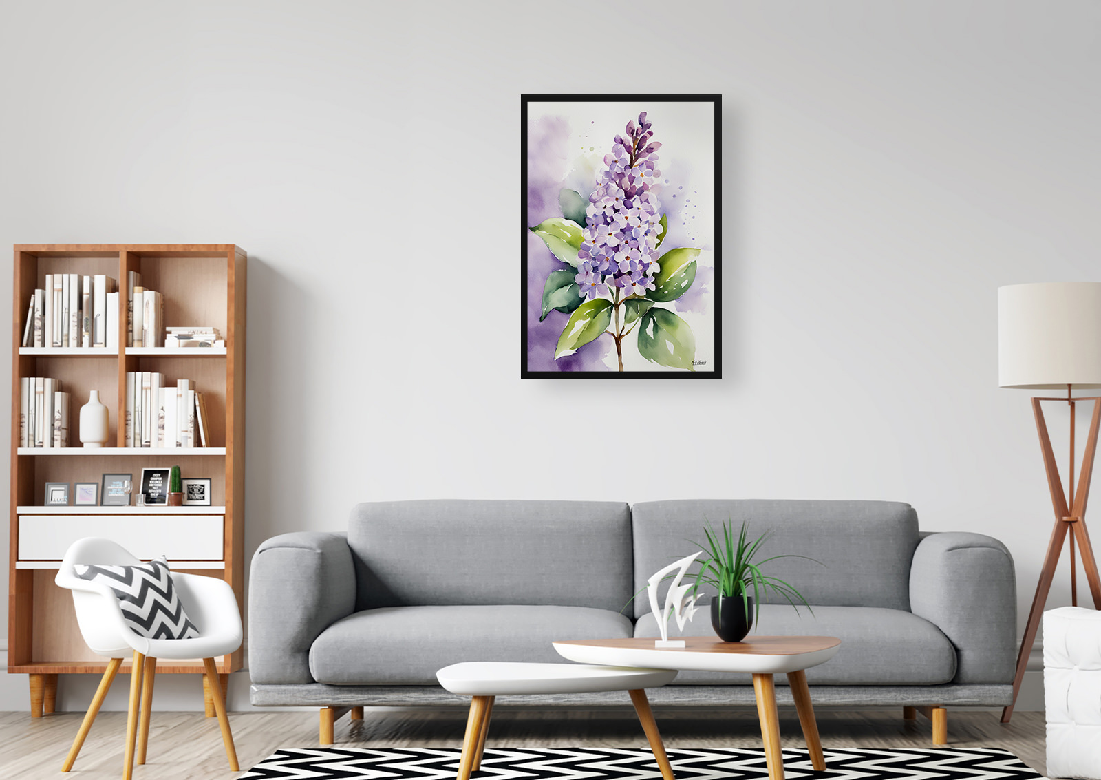 Lilac Watercolour Botanical Art Print - French Framed Plant Wall Art 5 Lilac Watercolour Botanical Art Print - French Framed Plant Wall Art - Image 3
