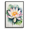 watercolour botanical print flowers lotus flower minimalist front view