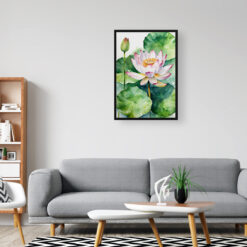 watercolour botanical print flowers lotus flower office