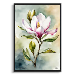 Magnolia Watercolour Botanical Art Print - Evergreen Bull Bay Framed Plant Wall Art