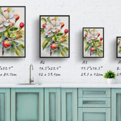 watercolour botanical print flowers malus domestica howgate wonder print size comparison