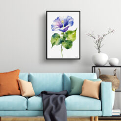 watercolour botanical print flowers morning glory minimalist living room