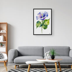 watercolour botanical print flowers morning glory minimalist office