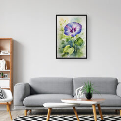 Morning Glory Watercolour Botanical Art Print - Blue Framed Plant Wall Art 8 watercolour botanical print flowers morning glory office