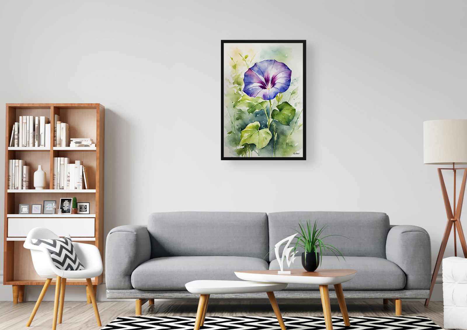 Morning Glory Watercolour Botanical Art Print - Blue Framed Plant Wall Art 5 Morning Glory Watercolour Botanical Art Print - Blue Framed Plant Wall Art - Image 3
