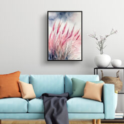 Muhlenbergia capillaris Watercolour Botanical Art Print - Hairawn Muhly Framed Plant Wall Art 7 watercolour botanical print flowers muhlenbergia capillaris hairawn muhly living room