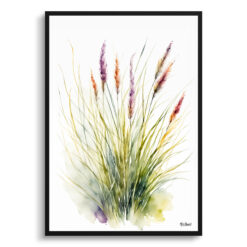 Muhlenbergia capillaris Minimalist Watercolour Botanical Art Print - Hairawn Muhly Framed Plant Wall Art