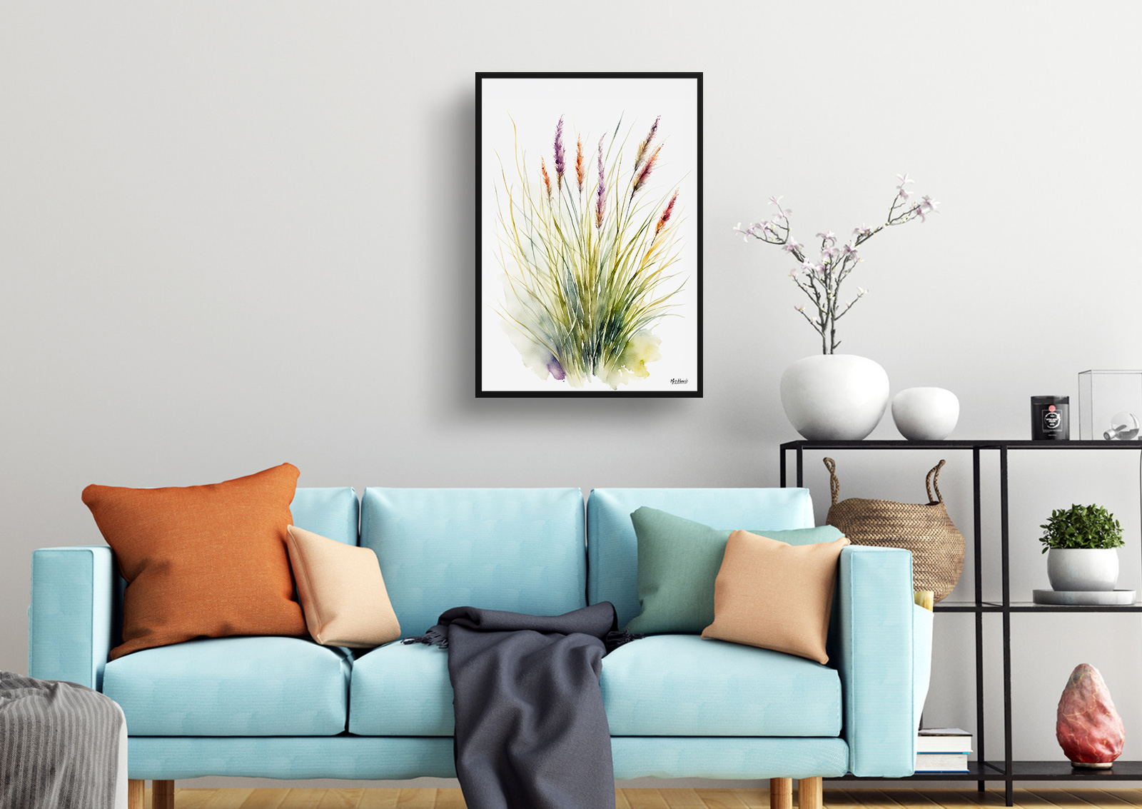 Muhlenbergia capillaris Minimalist Watercolour Botanical Art Print - Hairawn Muhly Framed Plant Wall Art 4 Muhlenbergia capillaris Minimalist Watercolour Botanical Art Print - Hairawn Muhly Framed Plant Wall Art - Image 2