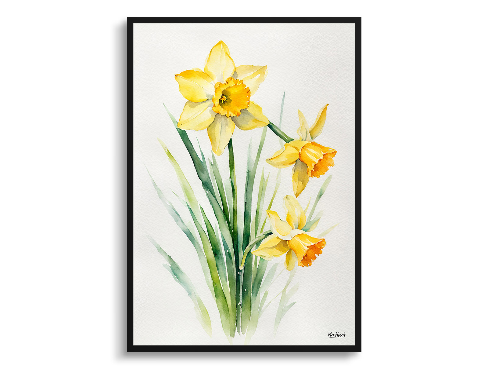 Narcissus Hawera Minimalist Watercolour Botanical Art Print - Daffodil Framed Plant Wall Art 3 Narcissus Hawera Minimalist Watercolour Botanical Art Print - Daffodil Framed Plant Wall Art