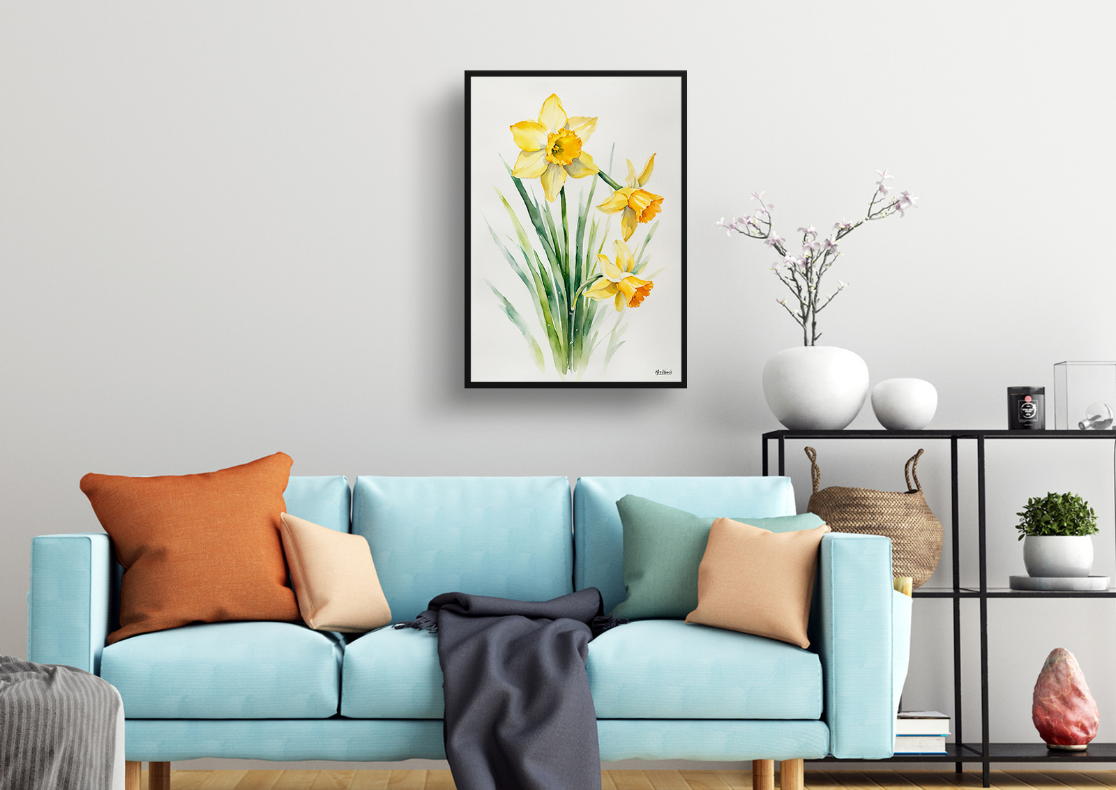 Narcissus Hawera Minimalist Watercolour Botanical Art Print - Daffodil Framed Plant Wall Art 4 Narcissus Hawera Minimalist Watercolour Botanical Art Print - Daffodil Framed Plant Wall Art - Image 2