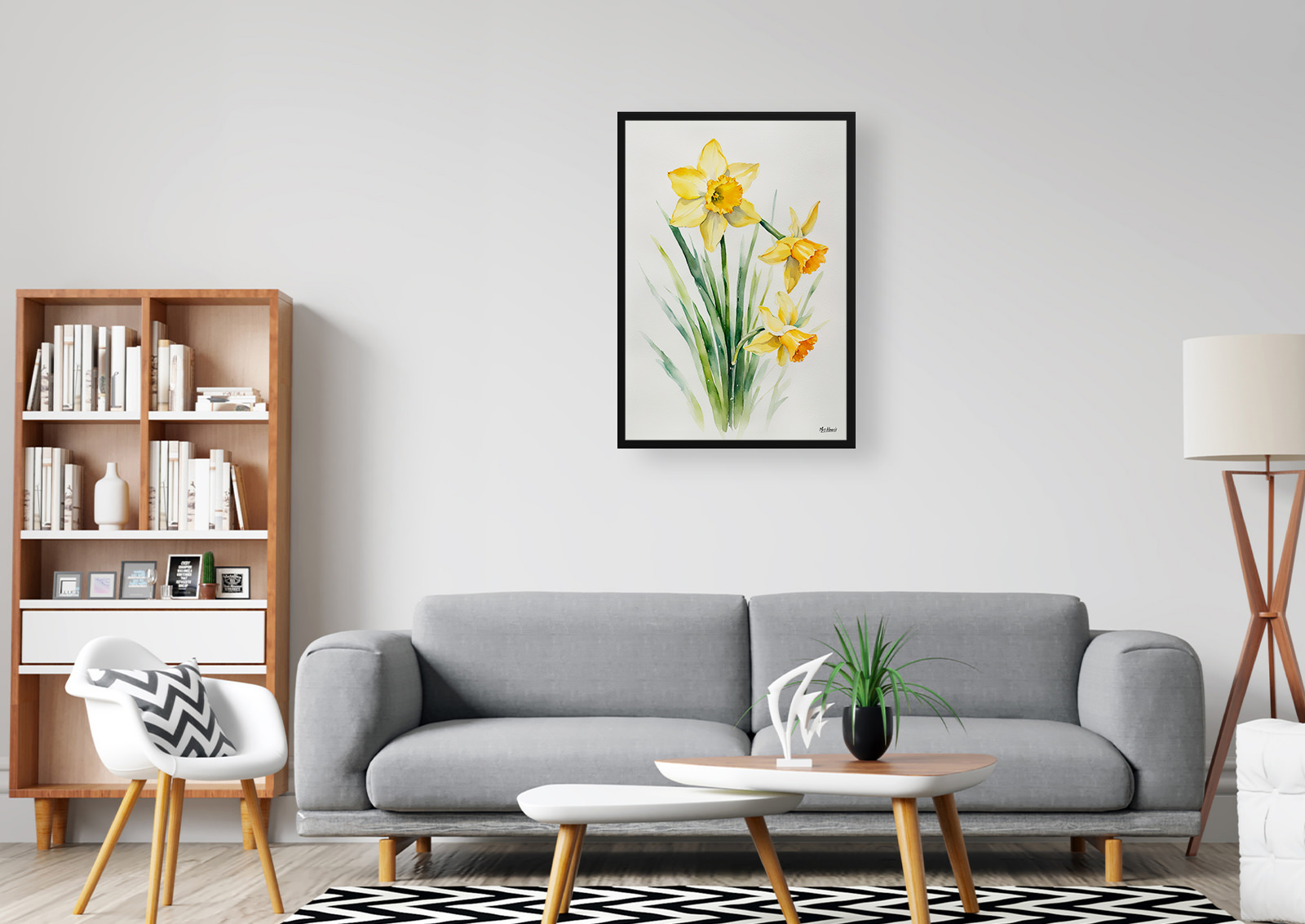Narcissus Hawera Minimalist Watercolour Botanical Art Print - Daffodil Framed Plant Wall Art 5 Narcissus Hawera Minimalist Watercolour Botanical Art Print - Daffodil Framed Plant Wall Art - Image 3
