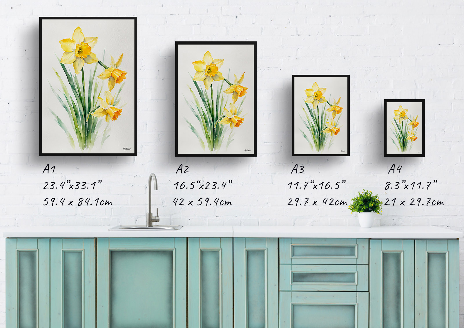 Narcissus Hawera Minimalist Watercolour Botanical Art Print - Daffodil Framed Plant Wall Art 6 Narcissus Hawera Minimalist Watercolour Botanical Art Print - Daffodil Framed Plant Wall Art - Image 4