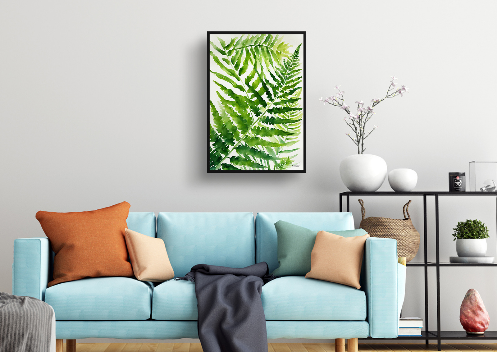 Onoclea Sensibilis Watercolour Botanical Art Print - Sensitive Fern Framed Plant Wall Art 4 Onoclea Sensibilis Watercolour Botanical Art Print - Sensitive Fern Framed Plant Wall Art - Image 2