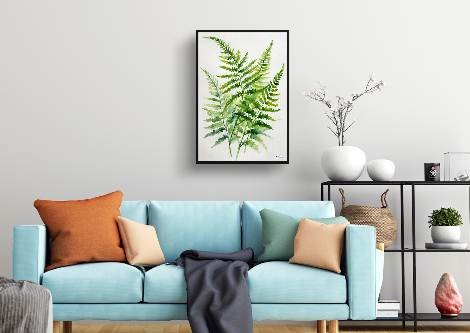Onoclea Sensibilis Minimalist Watercolour Botanical Art Print - Sensitive Fern Framed Plant Wall Art 4 Onoclea Sensibilis Minimalist Watercolour Botanical Art Print - Sensitive Fern Framed Plant Wall Art - Image 2