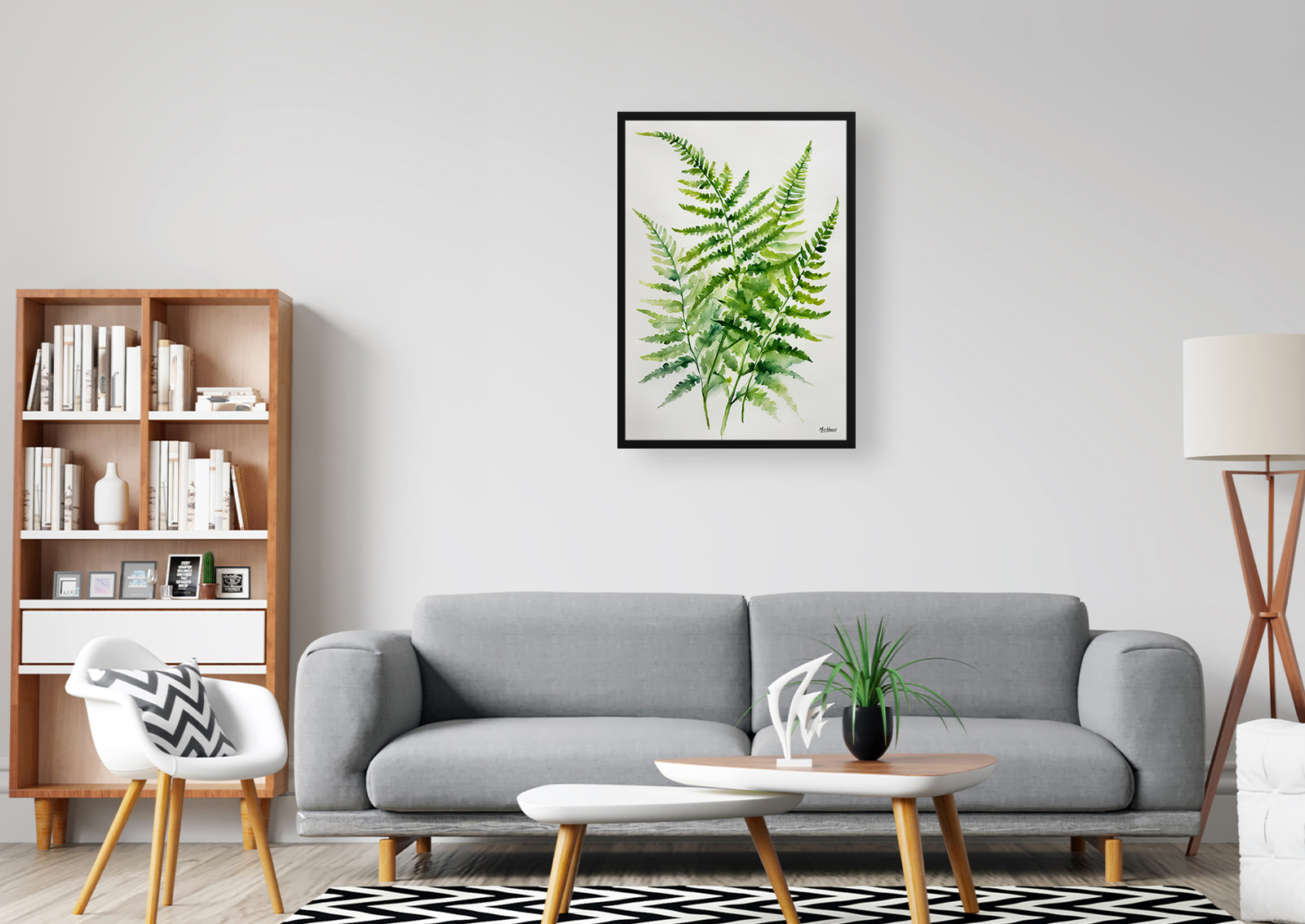 Onoclea Sensibilis Minimalist Watercolour Botanical Art Print - Sensitive Fern Framed Plant Wall Art 5 Onoclea Sensibilis Minimalist Watercolour Botanical Art Print - Sensitive Fern Framed Plant Wall Art - Image 3