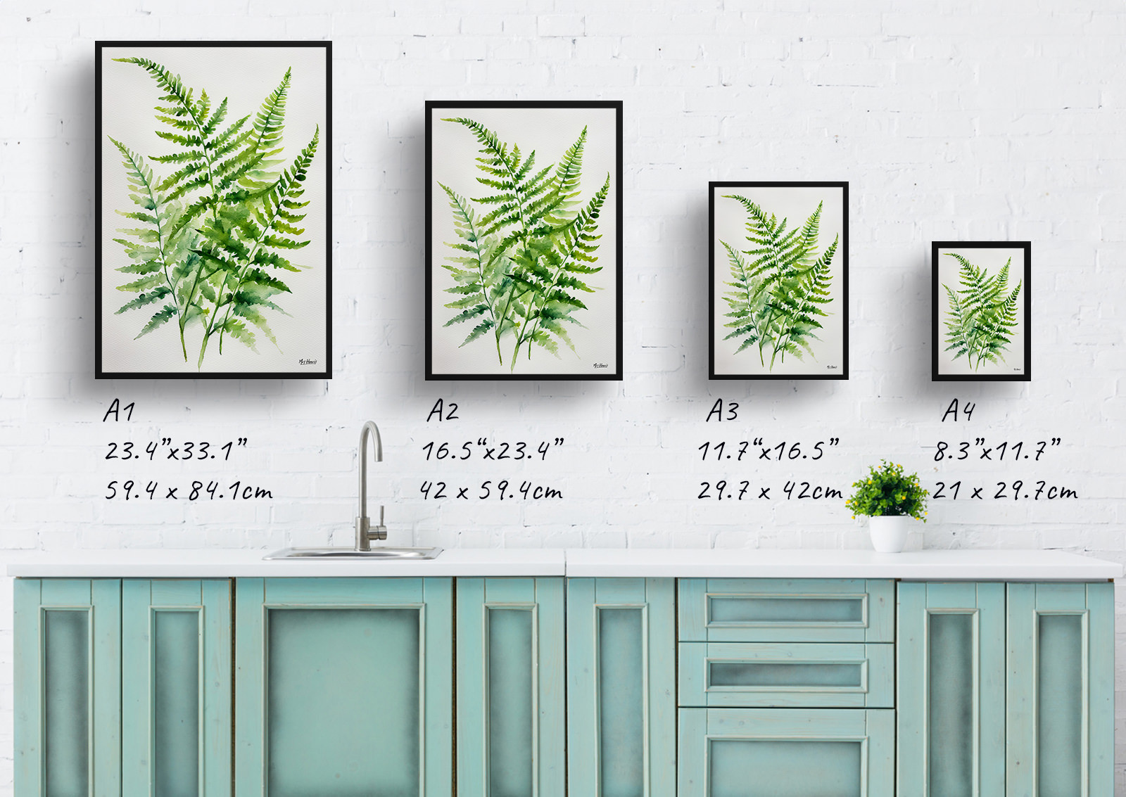 Onoclea Sensibilis Minimalist Watercolour Botanical Art Print - Sensitive Fern Framed Plant Wall Art 6 Onoclea Sensibilis Minimalist Watercolour Botanical Art Print - Sensitive Fern Framed Plant Wall Art - Image 4