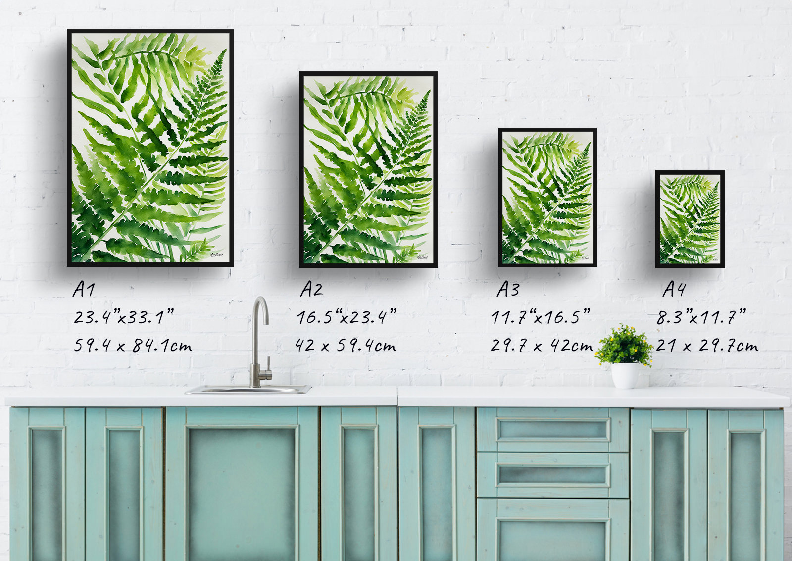 Onoclea Sensibilis Watercolour Botanical Art Print - Sensitive Fern Framed Plant Wall Art 6 Onoclea Sensibilis Watercolour Botanical Art Print - Sensitive Fern Framed Plant Wall Art - Image 4