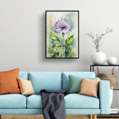 Onopordum Acanthium Watercolour Botanical Art Print - Cotton Scotch thistle Framed Plant Wall Art 7 watercolour botanical print flowers onopordum acanthium living room