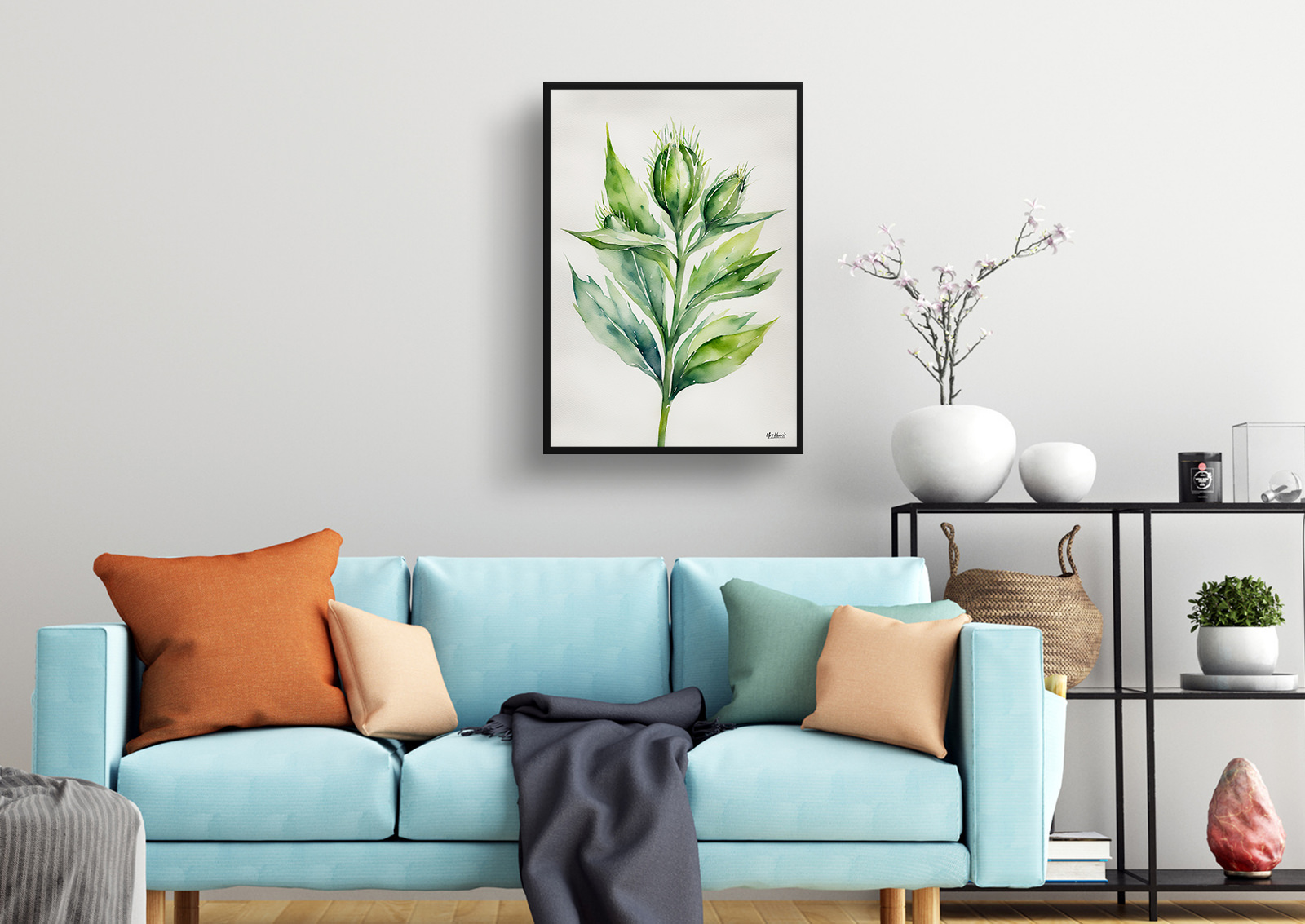 Onopordum Acanthium Minimalist Watercolour Botanical Art Print - Cotton Scotch thistle Framed Plant Wall Art 4 Onopordum Acanthium Minimalist Watercolour Botanical Art Print - Cotton Scotch thistle Framed Plant Wall Art - Image 2