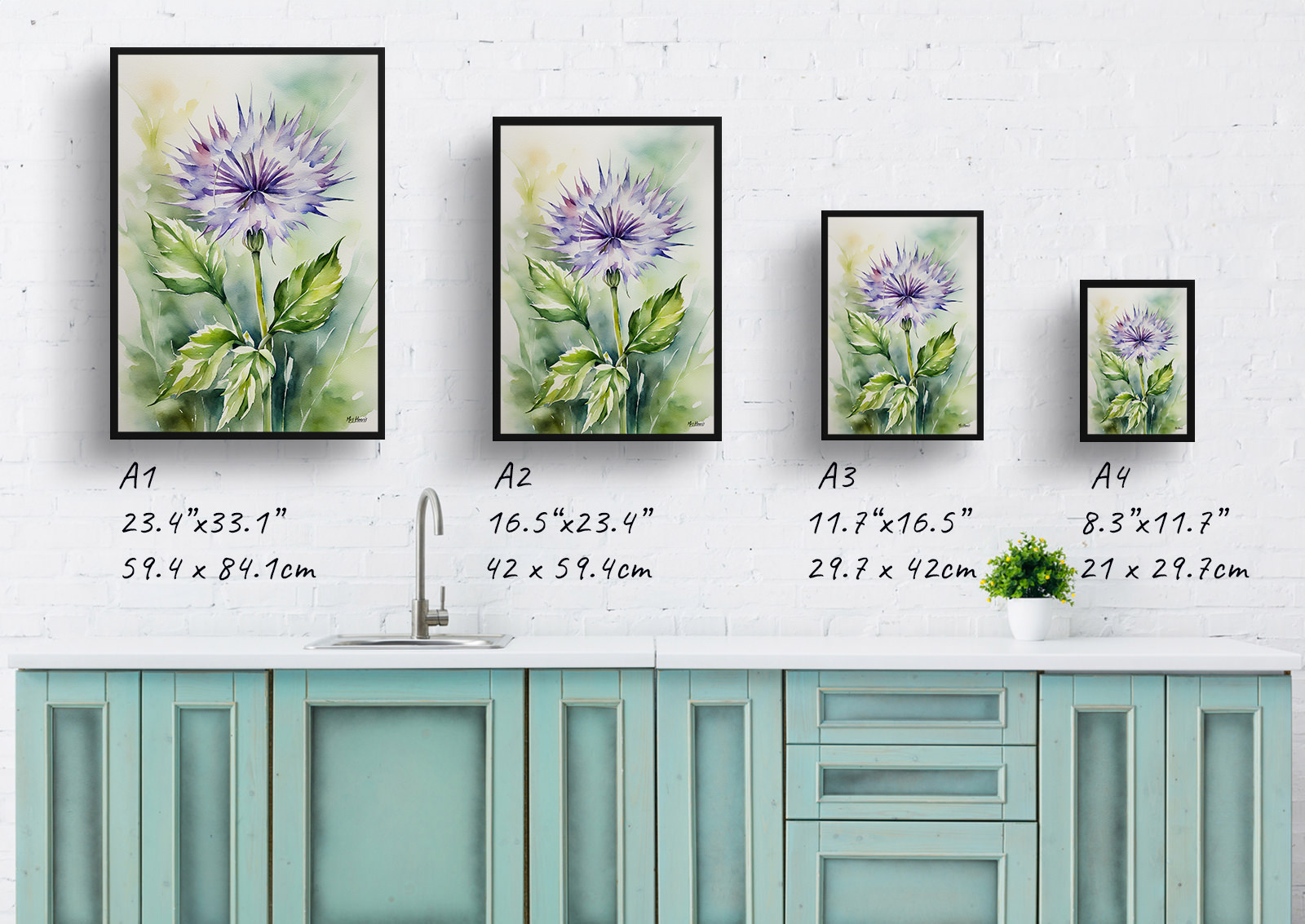 Onopordum Acanthium Watercolour Botanical Art Print - Cotton Scotch thistle Framed Plant Wall Art 6 Onopordum Acanthium Watercolour Botanical Art Print - Cotton Scotch thistle Framed Plant Wall Art - Image 4