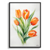 Orange tulip Minimalist Watercolour Botanical Art Print - Tulipa Framed Plant Wall Art 1 watercolour botanical print flowers orange tulip minimalist front view