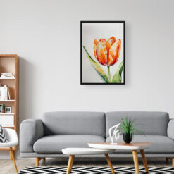 Orange tulip Watercolour Botanical Art Print - Tulipa Framed Plant Wall Art 8 watercolour botanical print flowers orange tulip office