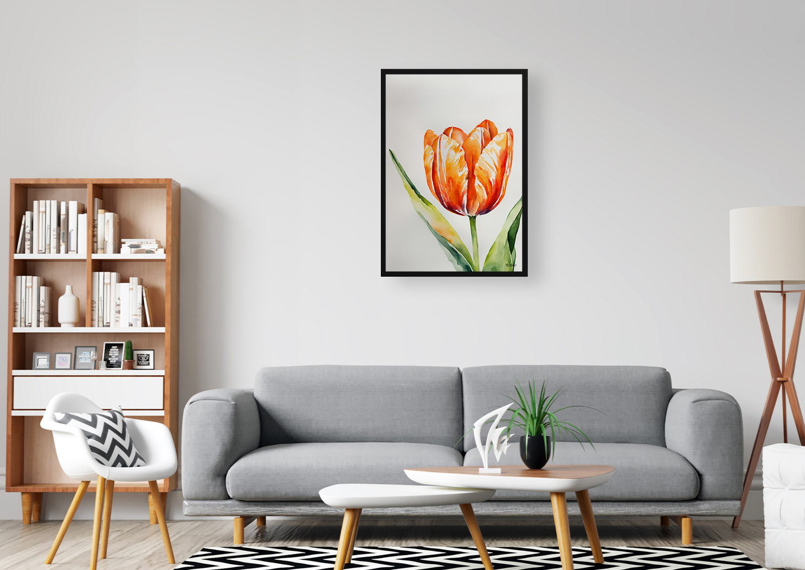 Orange tulip Watercolour Botanical Art Print - Tulipa Framed Plant Wall Art 5 Orange tulip Watercolour Botanical Art Print - Tulipa Framed Plant Wall Art - Image 3