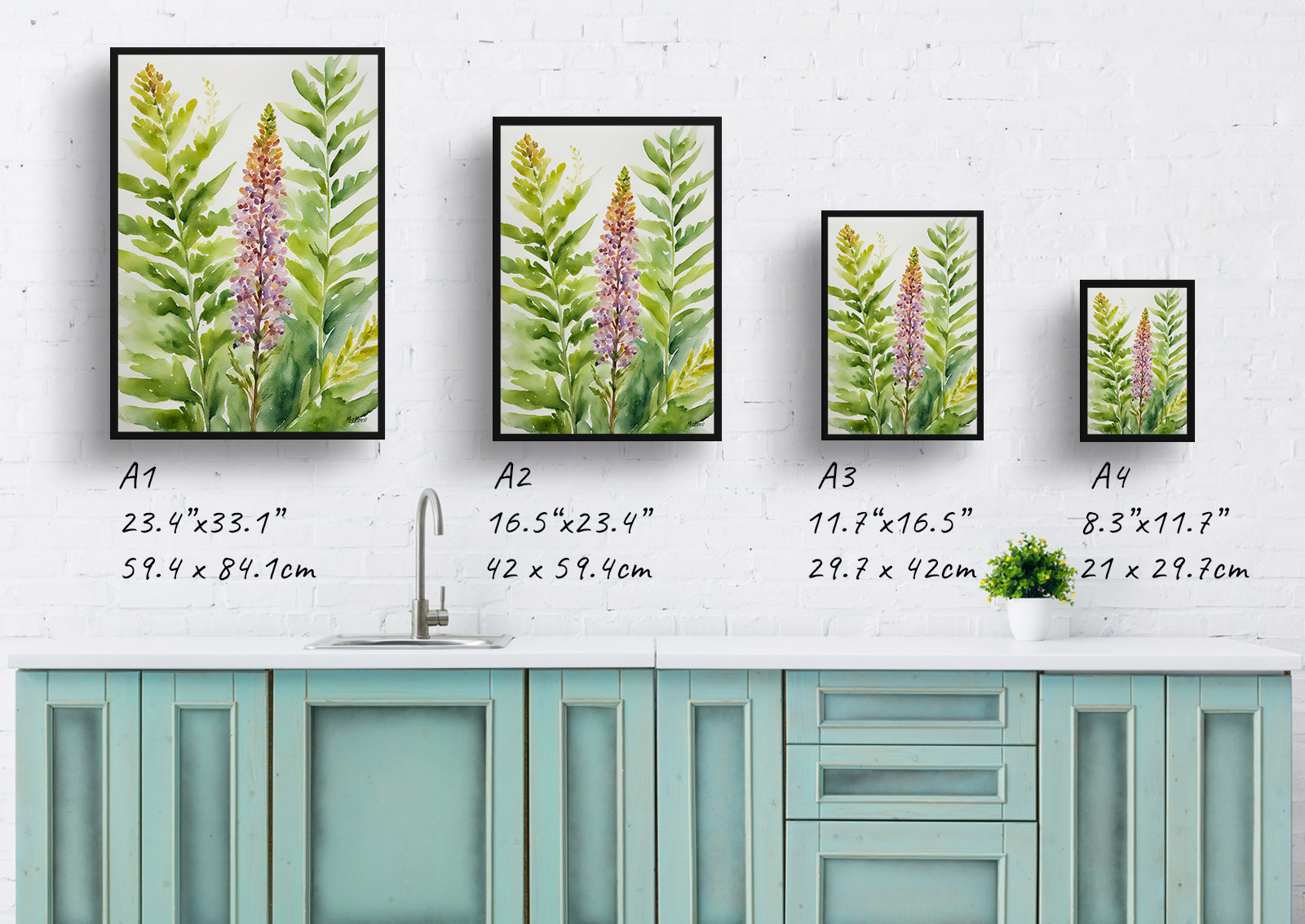 Osmunda Regalis Watercolour Botanical Art Print - Royal fern Framed Plant Wall Art 6 Osmunda Regalis Watercolour Botanical Art Print - Royal fern Framed Plant Wall Art - Image 4