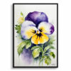 Pansy Watercolour Botanical Art Print - Heartsease Framed Plant Wall Art 2 watercolour botanical print flowers pansy front view