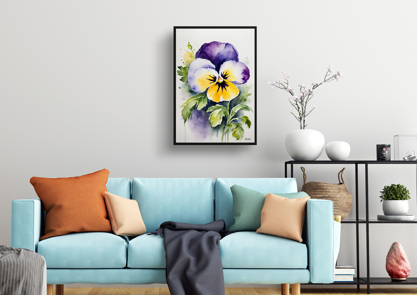 Pansy Watercolour Botanical Art Print - Heartsease Framed Plant Wall Art 4 Pansy Watercolour Botanical Art Print - Heartsease Framed Plant Wall Art - Image 2
