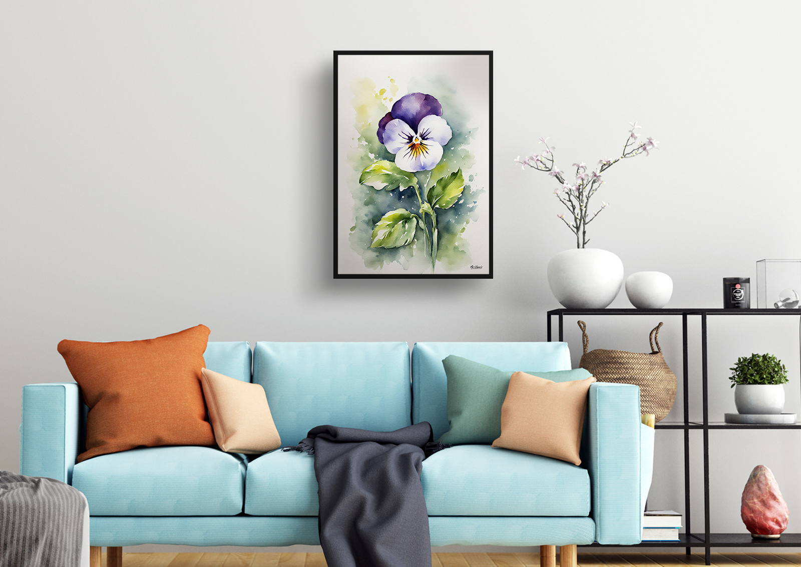 Pansy Minimalist Watercolour Botanical Art Print - Heartsease Framed Plant Wall Art 4 Pansy Minimalist Watercolour Botanical Art Print - Heartsease Framed Plant Wall Art - Image 2