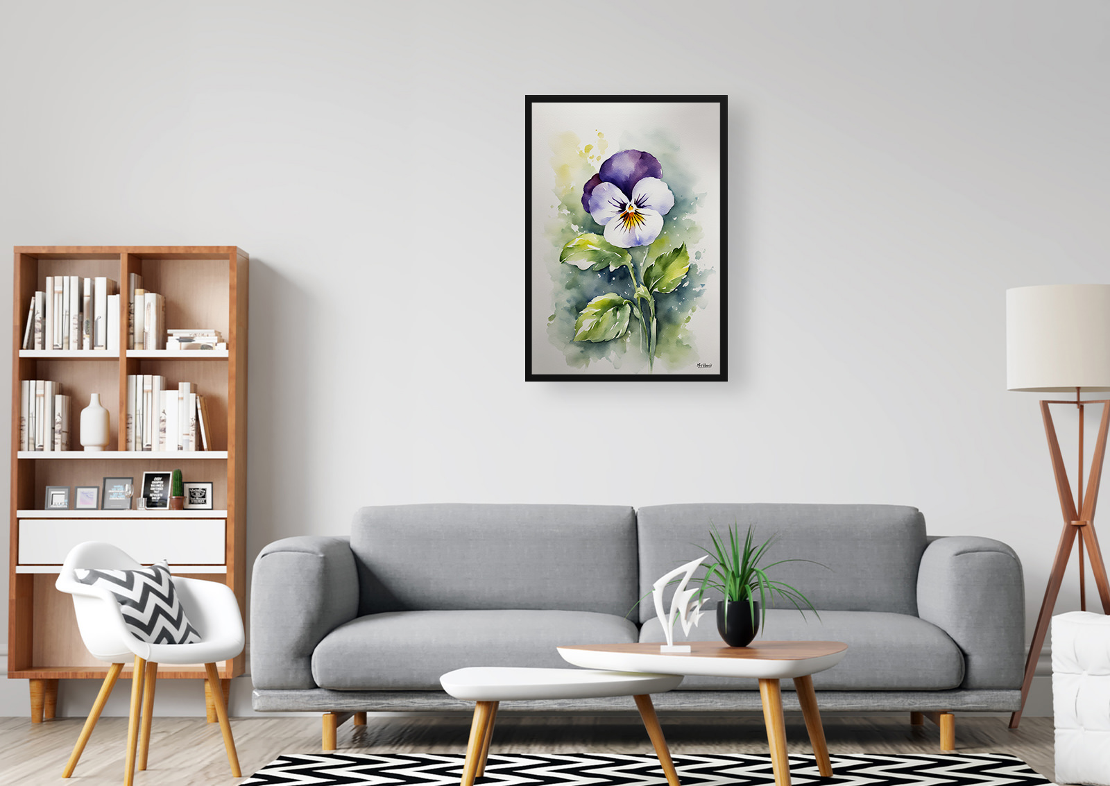 Pansy Minimalist Watercolour Botanical Art Print - Heartsease Framed Plant Wall Art 5 Pansy Minimalist Watercolour Botanical Art Print - Heartsease Framed Plant Wall Art - Image 3