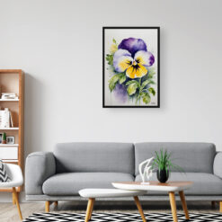 Pansy Watercolour Botanical Art Print - Heartsease Framed Plant Wall Art 8 watercolour botanical print flowers pansy office