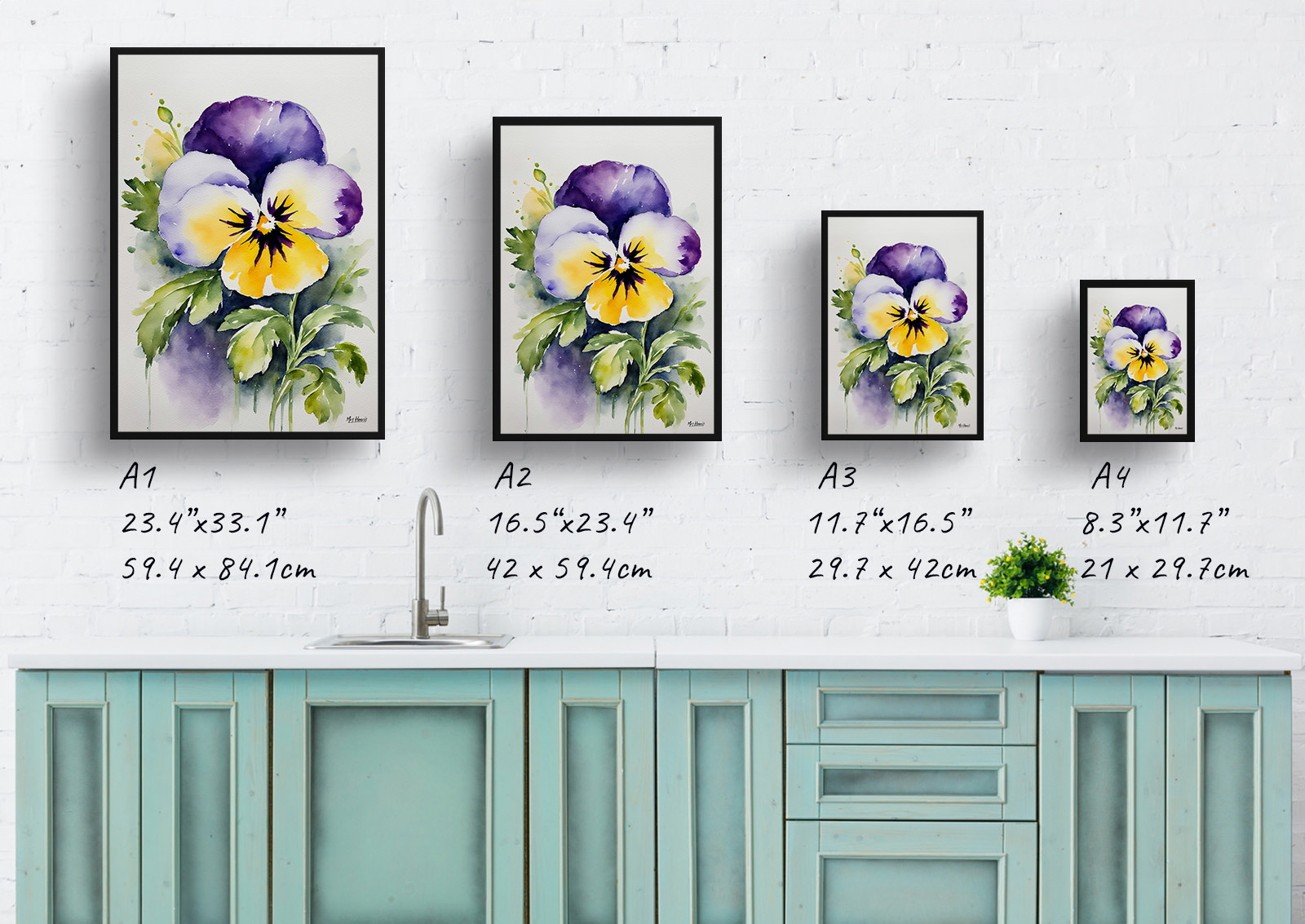 Pansy Watercolour Botanical Art Print - Heartsease Framed Plant Wall Art 6 Pansy Watercolour Botanical Art Print - Heartsease Framed Plant Wall Art - Image 4