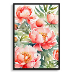Peony Watercolour Botanical Art Print - Herbaceous Framed Plant Wall Art