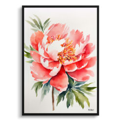 Peony Minimalist Watercolour Botanical Art Print - Herbaceous Framed Plant Wall Art