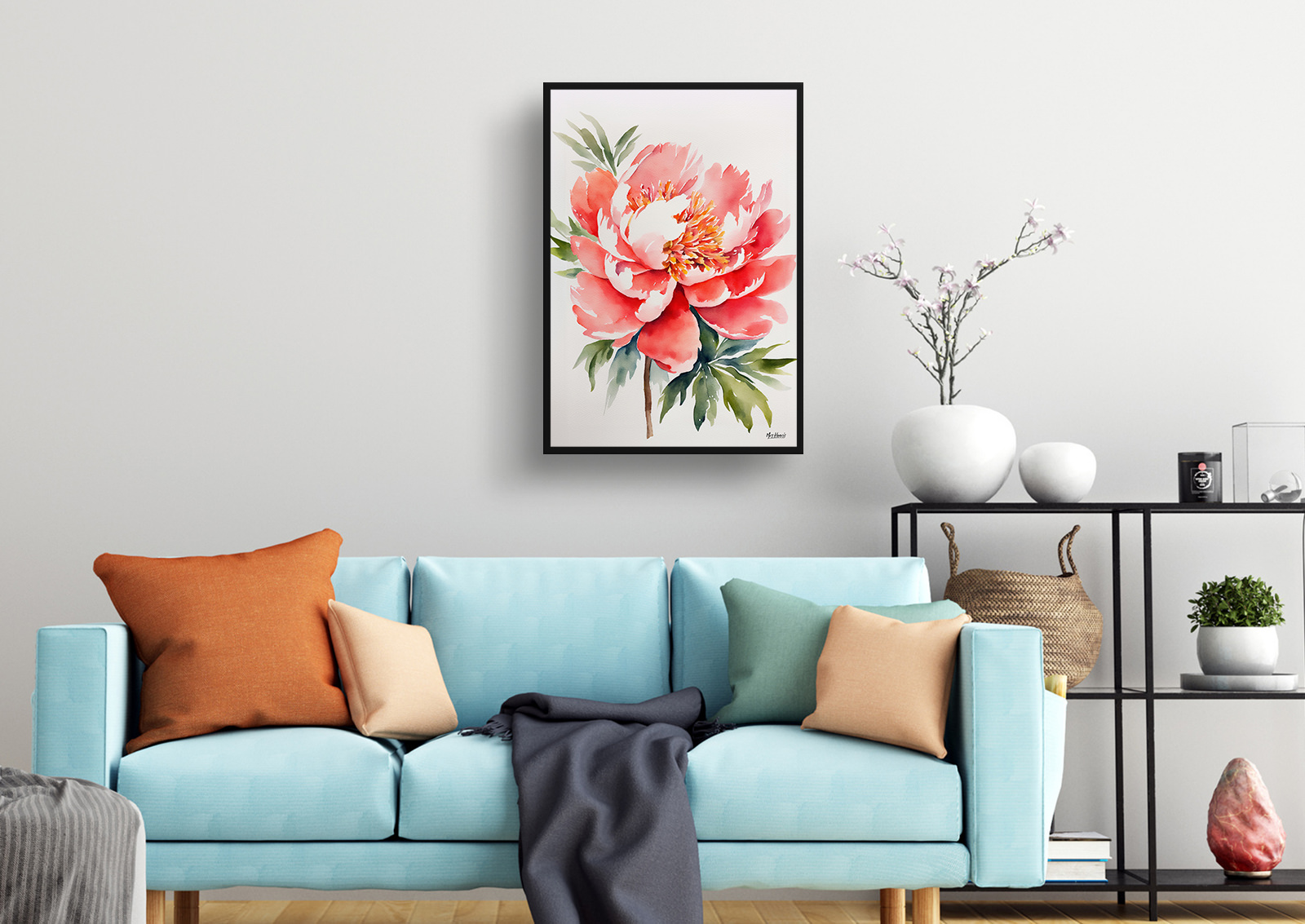 Peony Minimalist Watercolour Botanical Art Print - Herbaceous Framed Plant Wall Art 4 Peony Minimalist Watercolour Botanical Art Print - Herbaceous Framed Plant Wall Art - Image 2
