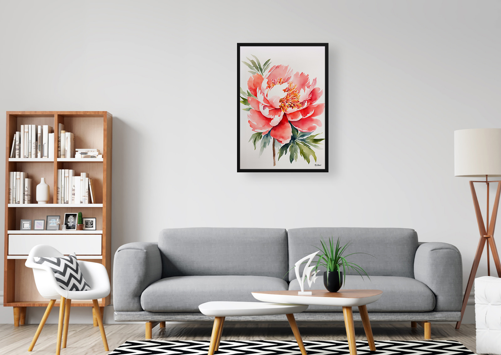 Peony Minimalist Watercolour Botanical Art Print - Herbaceous Framed Plant Wall Art 5 Peony Minimalist Watercolour Botanical Art Print - Herbaceous Framed Plant Wall Art - Image 3
