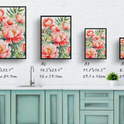 Peony Watercolour Botanical Art Print - Herbaceous Framed Plant Wall Art 9 watercolour botanical print flowers peony print size comparison