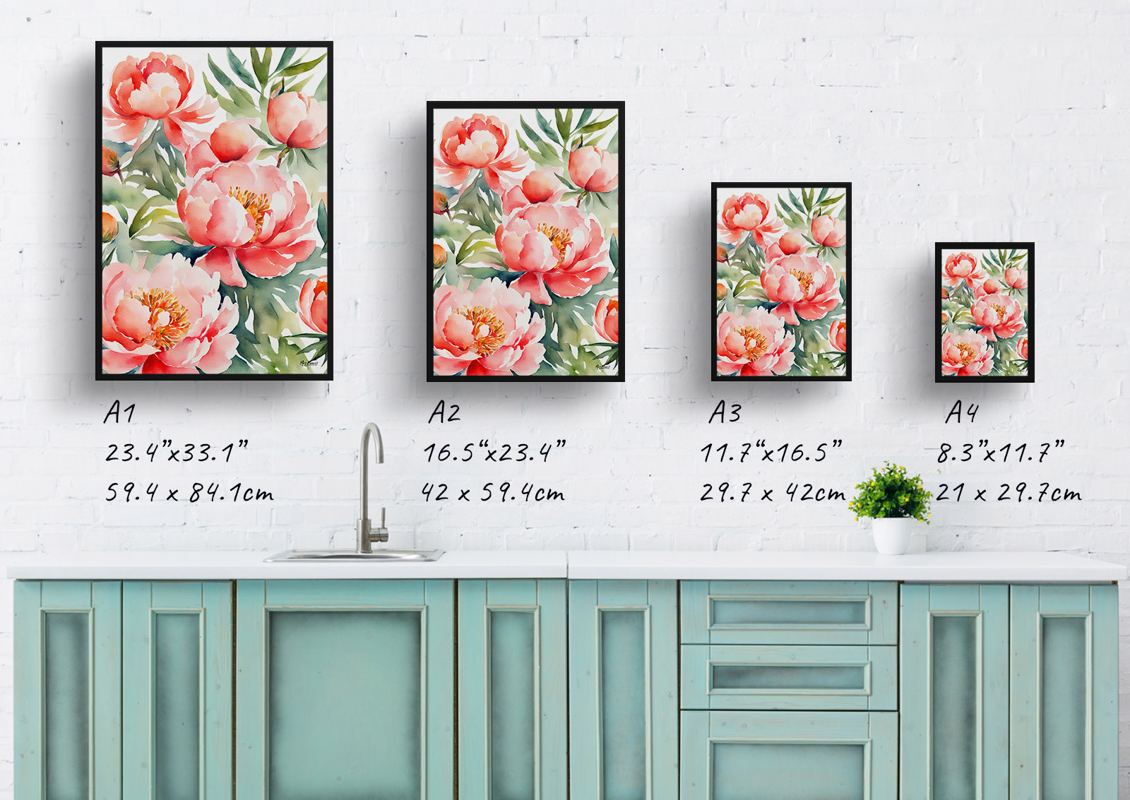 Peony Watercolour Botanical Art Print - Herbaceous Framed Plant Wall Art 6 Peony Watercolour Botanical Art Print - Herbaceous Framed Plant Wall Art - Image 4