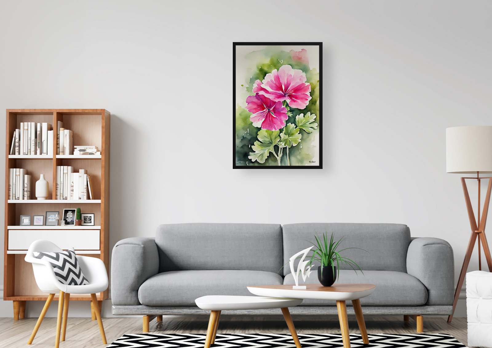 pink geranium Watercolour Botanical Art Print - Rose Framed Plant Wall Art 5 pink geranium Watercolour Botanical Art Print - Rose Framed Plant Wall Art - Image 3